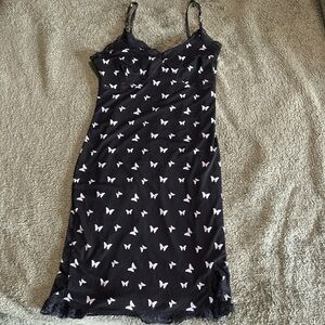 Wild Fable Black Dress with White Butterfly Design